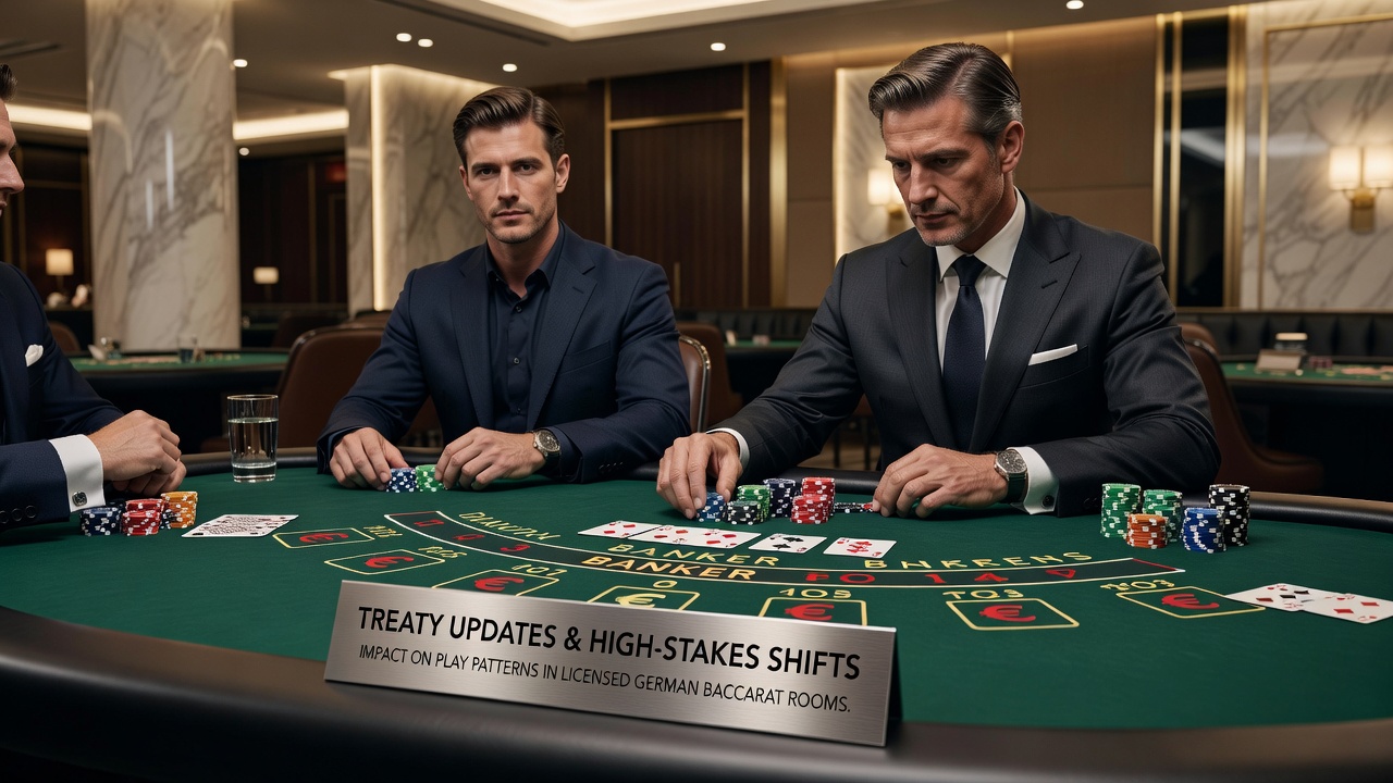 Innenansicht eines lizenzierten Baccarat-Raums mit High-Stakes-Tischen in Deutschland
