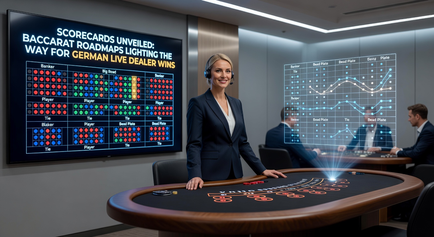 Detaillierte Ansicht einer Baccarat-Roadmap mit Big Road, Big Eye Boy und Serienmustern auf einem deutschen Live-Casino-Bildschirm
