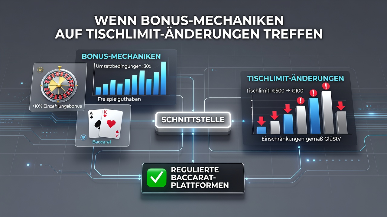 Detailansicht eines Live-Baccarat-Tisches mit aktuellen Limit- und Bonusanpassungen auf einer deutschen Plattform